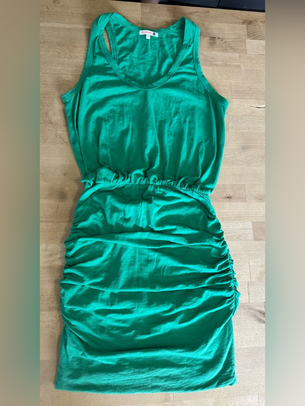 Sundry Emerald Green Ruched Tank Dress